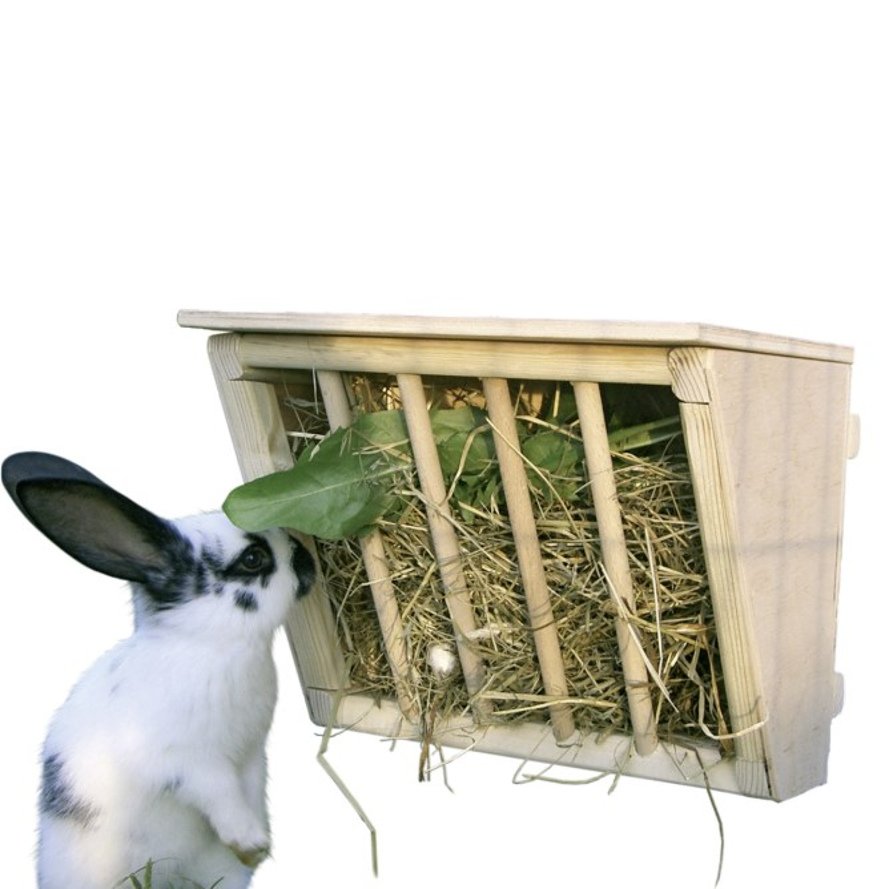 Heuraufe mit Dach für Kaninchen
